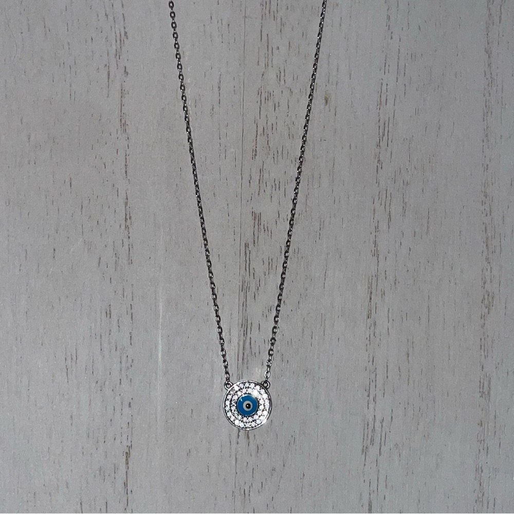 Sterling Silver 925 Evil Eye Pendant Necklace